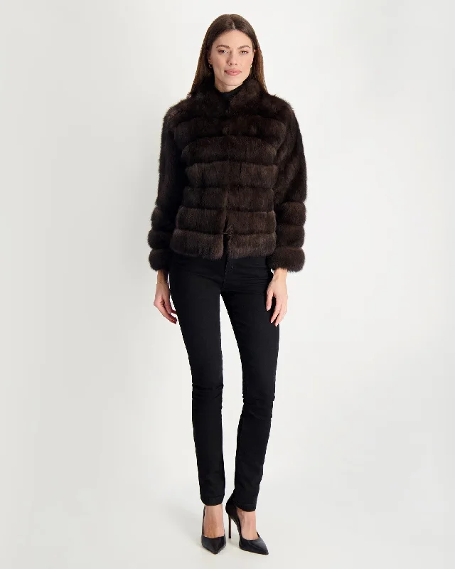 Sable Jacket Notch Collar Peter Pan Collar Cowl Neck