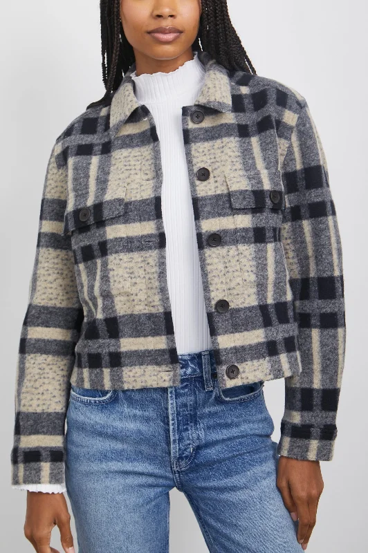 STEFFI JACKET - TAN PACIFIC CHECK Thin T-Shirt Open Front Quick Dry