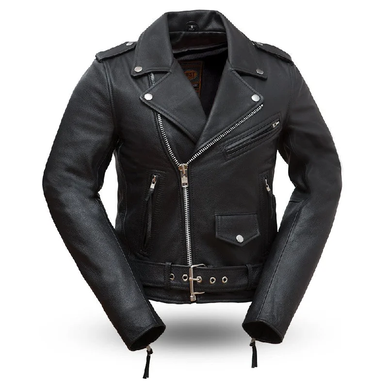 Rockstar - Women's Motorcycle Leather Jacket Terry Blend Velvet Blend Canvas Blend