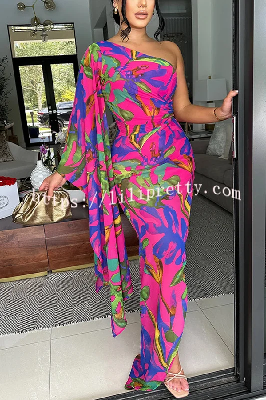 Lilipretty® Colorful Printed One-sleeve Slim-fitting Slit Maxi Dress Stylish Boho Chic Maxi Dress Lilipretty® Colorful Printed One-sleeve Slim-fitting Slit Maxi Dress Stylish Boho Chic Maxi Dress