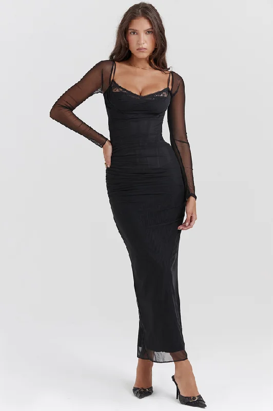 Katarina Black Maxi Dress Classic Solid Maxi Dress