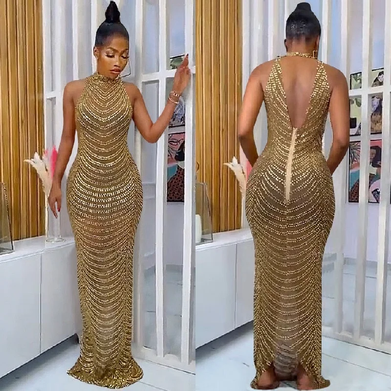 O-neck Sparkly Rhinestone Bodycon Maxi Dresses Women Wedding Evening Backless Mesh See Through Night Club Birthday Party Dress Trendy Maxi Dress with Straps O-neck Sparkly Rhinestone Bodycon Maxi Dresses Women Wedding Evening Backless Mesh See Through Night Club Birthday Party Dress Trendy Maxi Dress with Straps