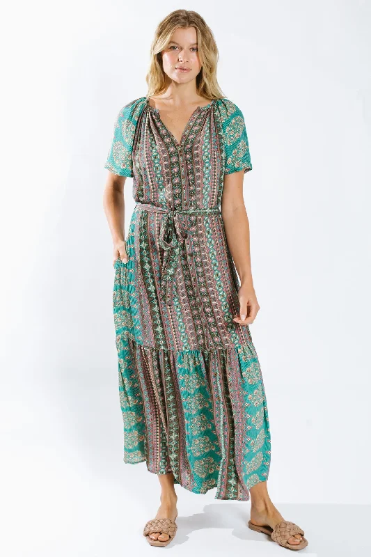 Nuha Belted Maxi Dress Elegant Maxi Dress with Pockets