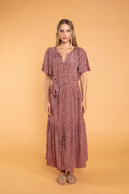 Giana Belted Maxi Dress Fashionable Maxi Dress with Fringe