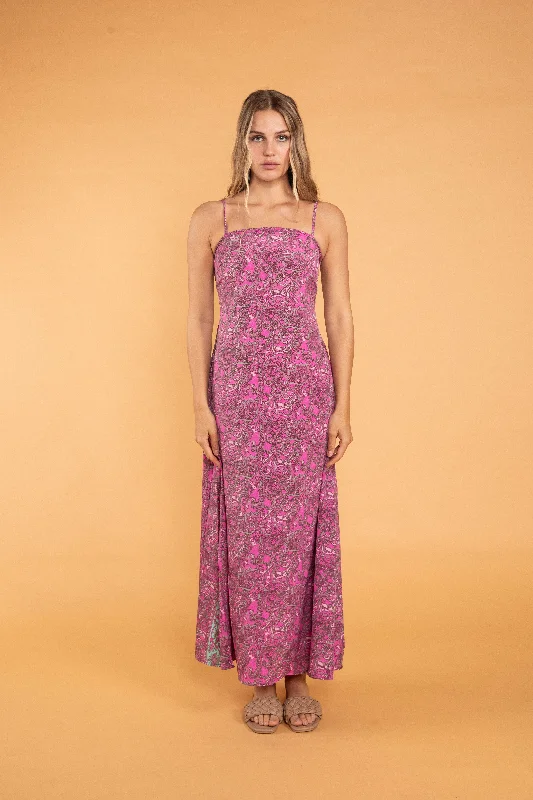 Laila Spaghetti Strap Maxi Dress Fashionable High-Low Maxi Dress