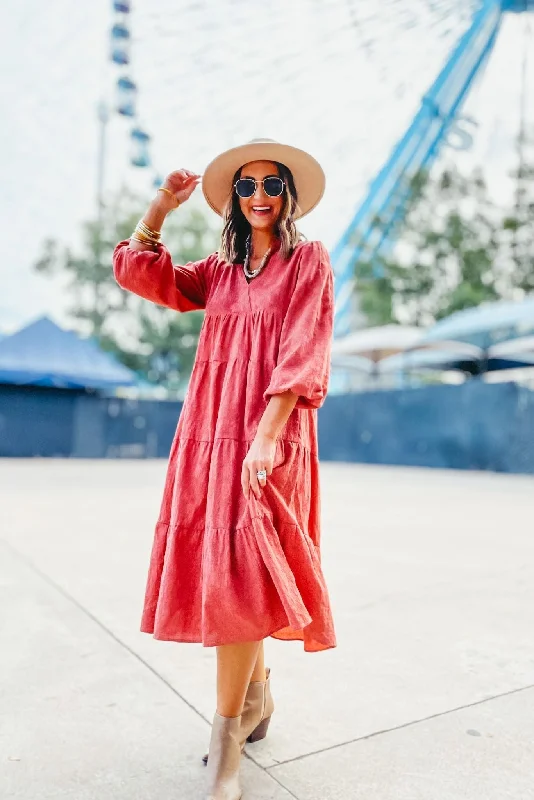 Rose Textured Long Sleeve Collar Split Neck Tiered Maxi Dress Chic Summer Maxi Dress Rose Textured Long Sleeve Collar Split Neck Tiered Maxi Dress Chic Summer Maxi Dress