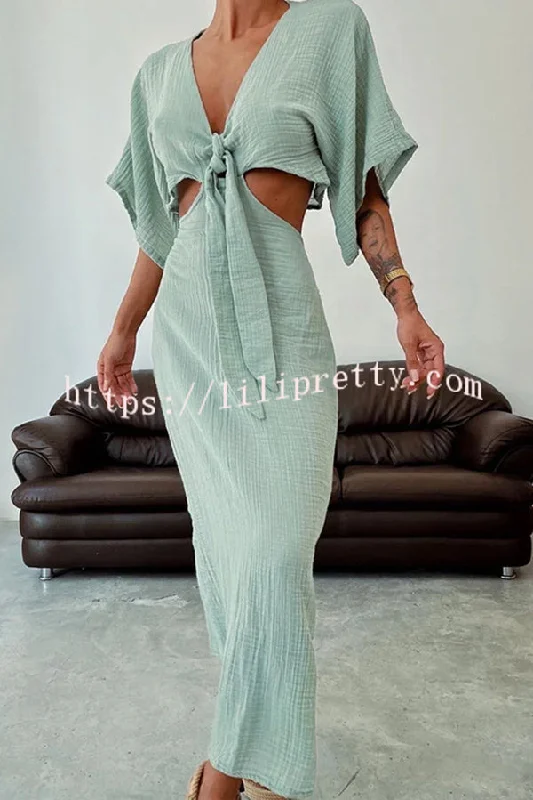 Linen Blend Slim-fitting Lace-up Hollow V-neck Maxi Dress Elegant Sleeveless Maxi Dress Linen Blend Slim-fitting Lace-up Hollow V-neck Maxi Dress Elegant Sleeveless Maxi Dress