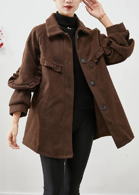 Art Chocolate Ruffled Patchwork Woolen Jacket Fall Mesh Jacket Canvas Jacket Denim Jacket Art Chocolate Ruffled Patchwork Woolen Jacket Fall Mesh Jacket Canvas Jacket Denim Jacket