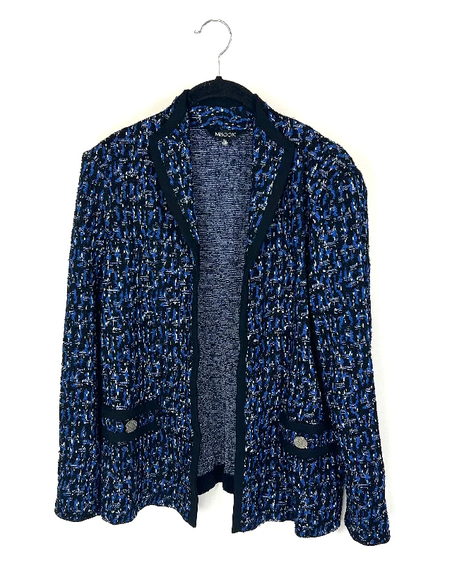 Blue Black and White Jacket - Size 2/4 Wool Jacket Cashmere Jacket Tweed Jacket