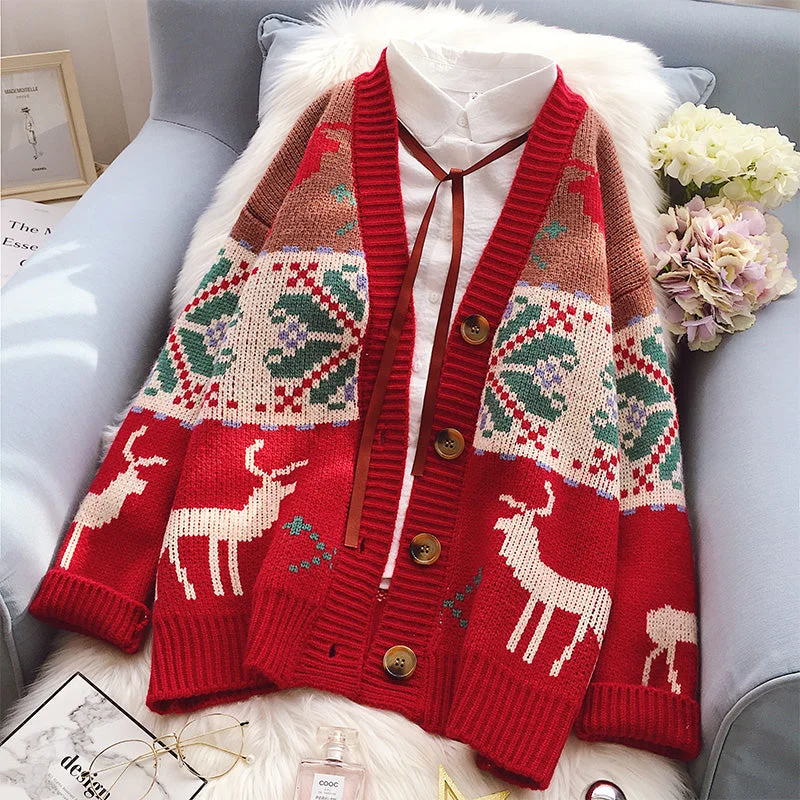 Christmas fawn knitted jacket yv46022 Print Jacket Jacquard Jacket Embroidered Jacket Christmas fawn knitted jacket yv46022 Print Jacket Jacquard Jacket Embroidered Jacket