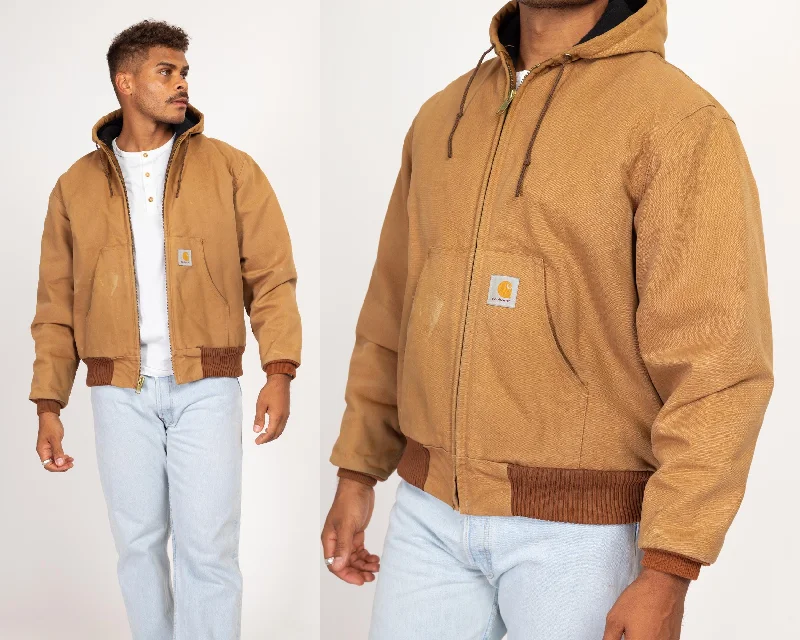 Large 90s Carhartt Tan Hooded Active Jacket Insulated Jacket Fitted Jacket Loose Jacket Large 90s Carhartt Tan Hooded Active Jacket Insulated Jacket Fitted Jacket Loose Jacket