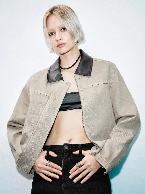 Leather Collar Denim Jackets Appliqued Jacket Beaded Jacket Sequined Jacket