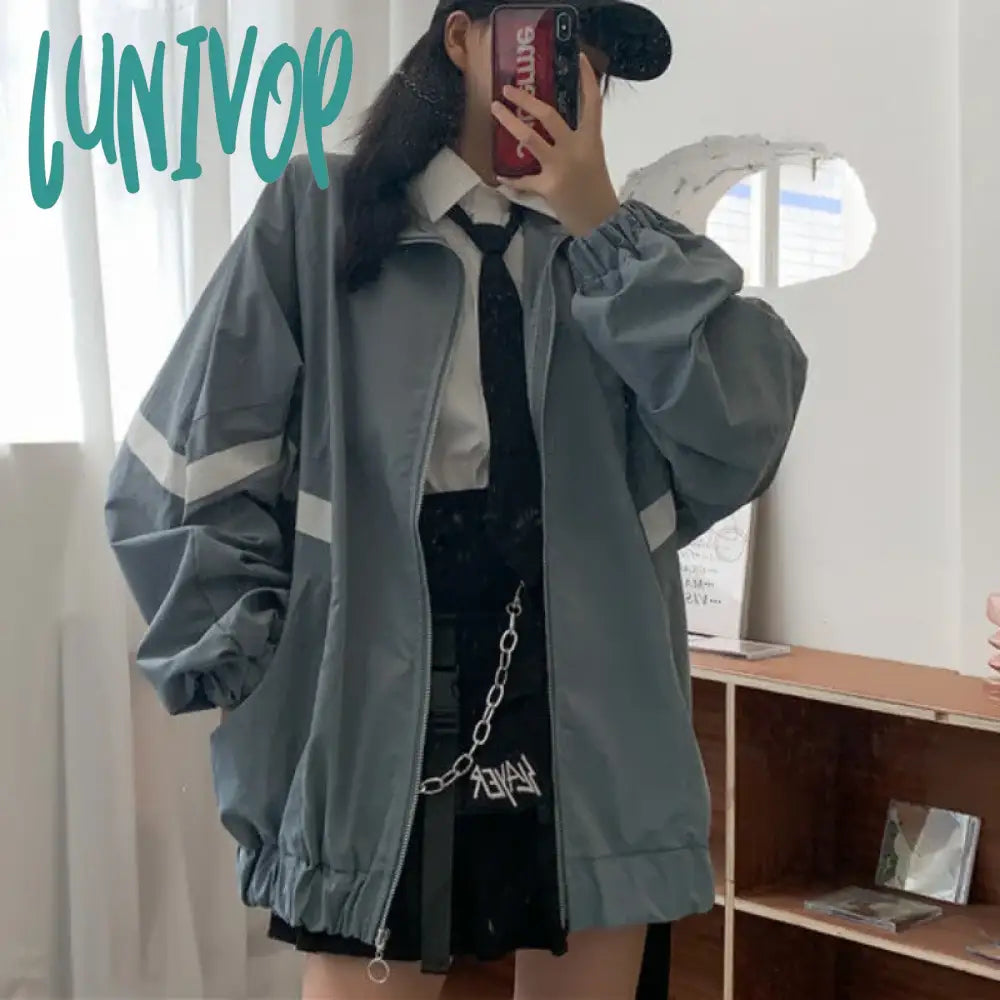Lunivop Harajuku Fashion Jacket Women Oversize Vintage Zipper Y2k Streetwear College Style Summer Jackets Windbreakers Loose Satin Jacket Silk Jacket Chiffon Jacket Lunivop Harajuku Fashion Jacket Women Oversize Vintage Zipper Y2k Streetwear College Style Summer Jackets Windbreakers Loose Satin Jacket Silk Jacket Chiffon Jacket
