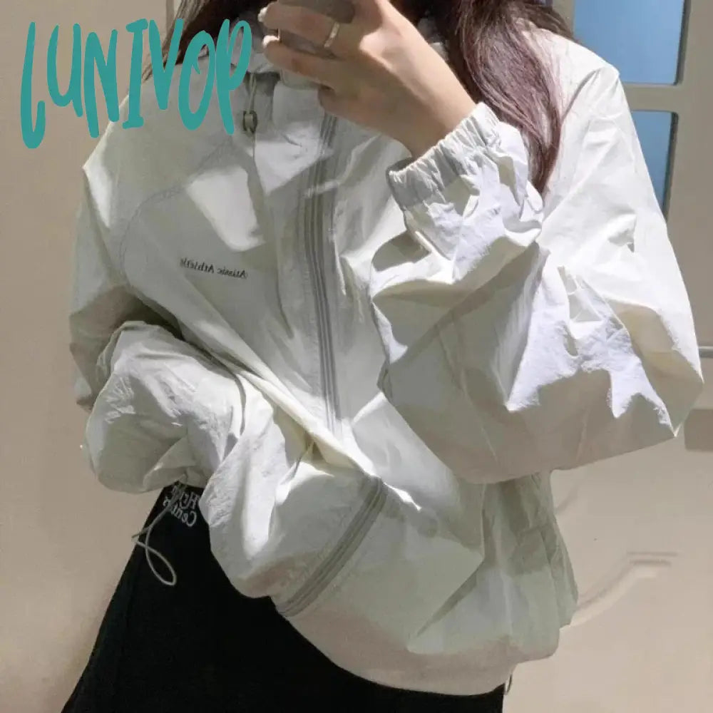 Lunivop Vintage Cropped Windbreakers Jacket Women Korean Fashion Summer Preppy Style Jackets Harajuku Coats Japanese 2000s Tops Mesh Jacket Canvas Jacket Denim Jacket Lunivop Vintage Cropped Windbreakers Jacket Women Korean Fashion Summer Preppy Style Jackets Harajuku Coats Japanese 2000s Tops Mesh Jacket Canvas Jacket Denim Jacket