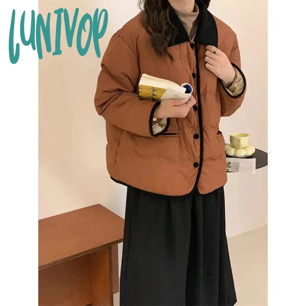 Lunivop Winter Parkas Women Corduroy Patchwork Down Coats Korean Black White Puffer Jacket Ladies Elegant Cotton Padded Outwears Stand-Up Collar Roll-Neck Collar Turtle Neck Lunivop Winter Parkas Women Corduroy Patchwork Down Coats Korean Black White Puffer Jacket Ladies Elegant Cotton Padded Outwears Stand-Up Collar Roll-Neck Collar Turtle Neck