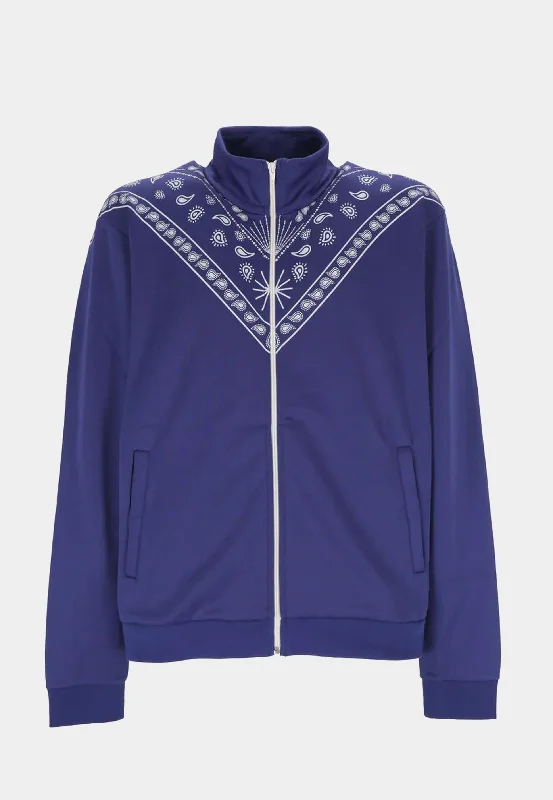 MARCELO BURLON Bandana Slim Track Jacket - Blue White Fleece Jacket Down Jacket Parka MARCELO BURLON Bandana Slim Track Jacket - Blue White Fleece Jacket Down Jacket Parka