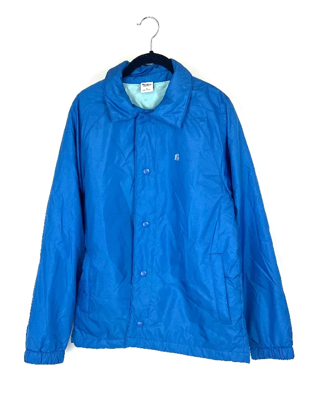 MENS Lightweight Cerulean Blue Jacket - Medium Hoodie Zip-Up Jacket Button-Up Jacket MENS Lightweight Cerulean Blue Jacket - Medium Hoodie Zip-Up Jacket Button-Up Jacket