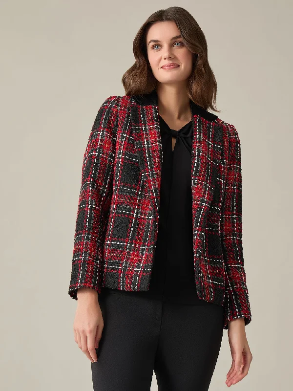 Petite Velvet Notch Collar Jacket, Plaid Tweed Faux Fur Jacket Real Fur Jacket Shearling Jacket Petite Velvet Notch Collar Jacket, Plaid Tweed Faux Fur Jacket Real Fur Jacket Shearling Jacket
