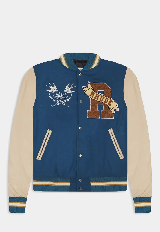 Rhude Sparrow Varsity Jacket Slate Creme Plaid Jacket Tartan Jacket Houndstooth Jacket Rhude Sparrow Varsity Jacket Slate Creme Plaid Jacket Tartan Jacket Houndstooth Jacket