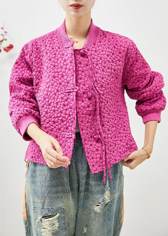 Style Rose Stand Collar Jacquard Drawstring Jackets Fall Cotton Jacket Linen Jacket Terry Jacket Style Rose Stand Collar Jacquard Drawstring Jackets Fall Cotton Jacket Linen Jacket Terry Jacket