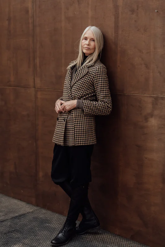 The Scanlan Wool Jacket - Chocolate Houndstooth Ribbed Jacket Pleated Jacket Ruffled Jacket The Scanlan Wool Jacket - Chocolate Houndstooth Ribbed Jacket Pleated Jacket Ruffled Jacket