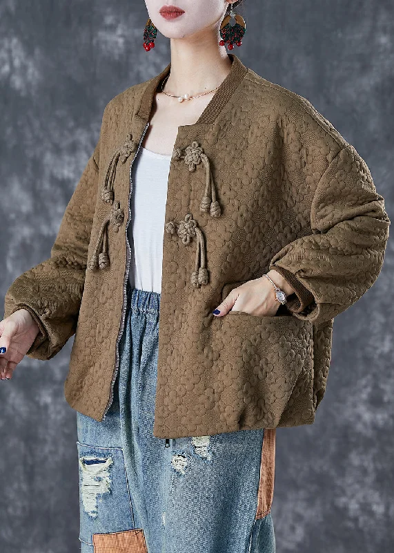 Unique Khaki Tasseled Jacquard Cotton Jacket Fall Rayon Jacket Velvet Jacket Corduroy Jacket Unique Khaki Tasseled Jacquard Cotton Jacket Fall Rayon Jacket Velvet Jacket Corduroy Jacket