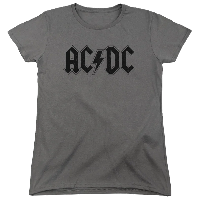 AC/DC Worn Logo - Women's T-Shirt Zippered Front Buttoned Front Snap Front