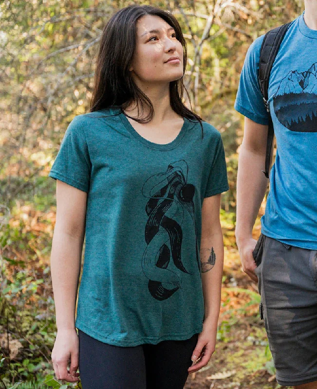 BIG KELP - Women's Eco Tee - Heather Green - SALE Print Jacquard Patchwork