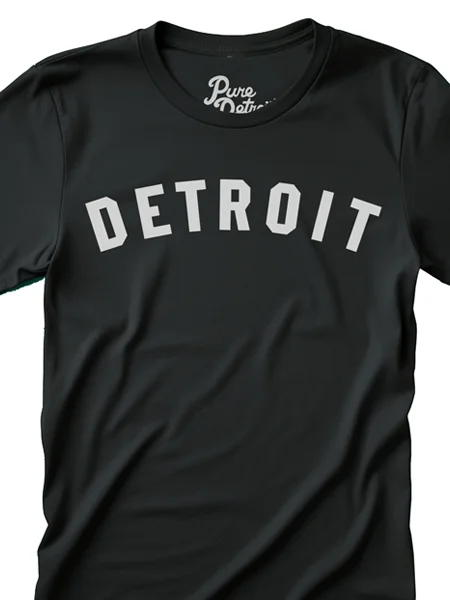 Detroit Classic T-shirt - Black / White Unisex Collared Crew Neck Turtle Neck