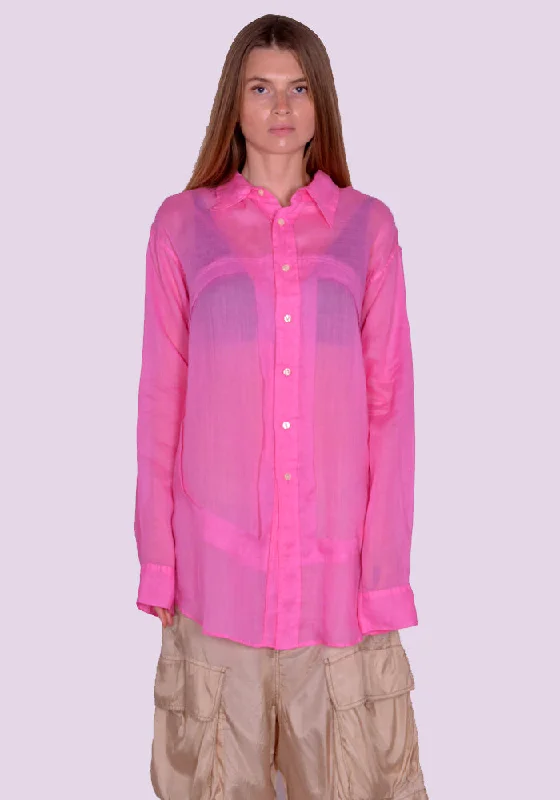 EDWARD CUMING SS23-S04A LUNG WINDOW SHIRT PINK Cotton Fabric Linen Fabric Terry Fabric