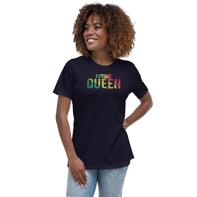 FUTURE QUEEN Women's Relaxed T-Shirt Seamless Knitted Crochet