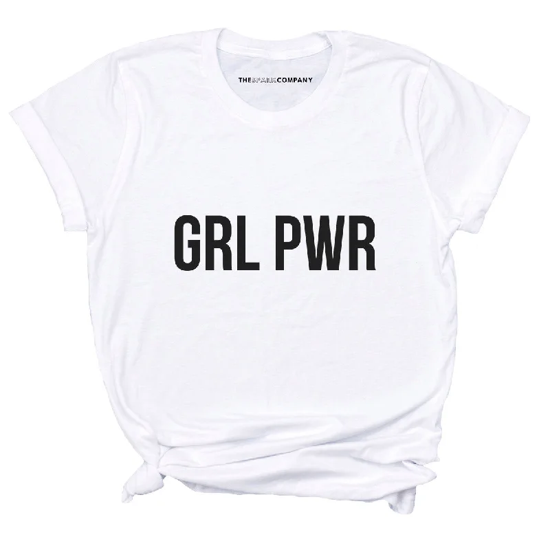 GRL PWR Feminist T-Shirt Real Fur Shearling Chenille