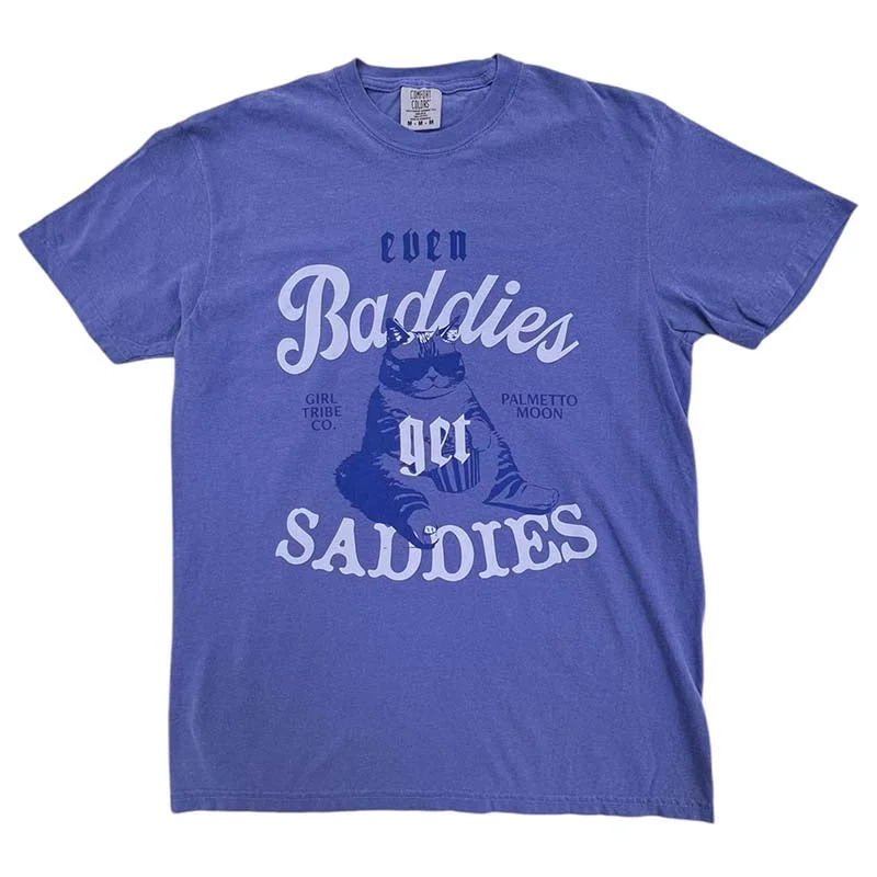 Baddies Get Saddies Short Sleeve T-Shirt Lace Blend Ribbed Blend Corduroy Blend