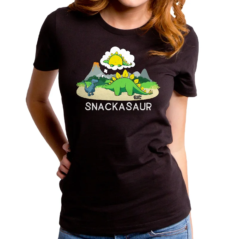 Snackasaur Dino Women's T-Shirt Mesh Canvas Denim