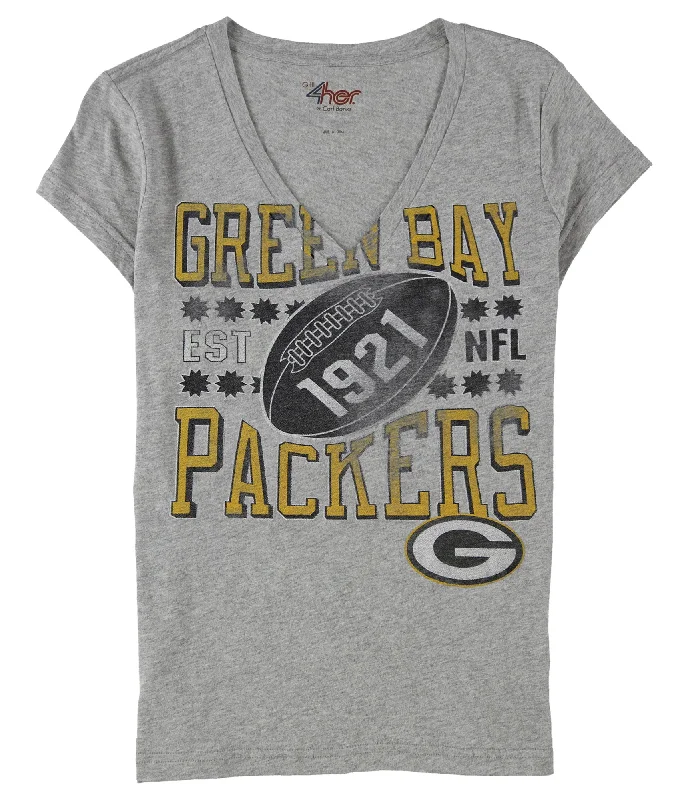 Green Bay Packers Women's Weathered Gray V-Neck Shirt Polka Dot Checkered Tartan