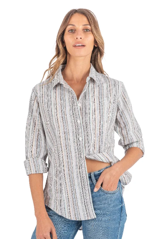 Iris Cold Stripes Classic Fit Linen Shirt Cashmere Blend Cotton Blend Poly Blend