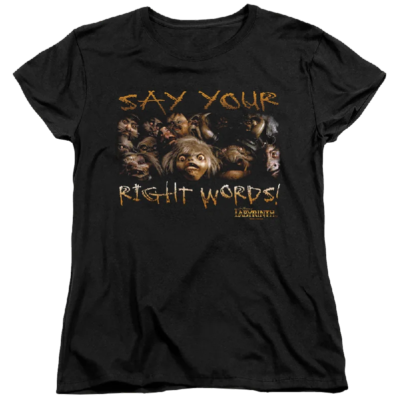 Labyrinth Say Your Right Words Women's T-Shirt Nylon Fabric Polyester Fabric Spandex Fabric