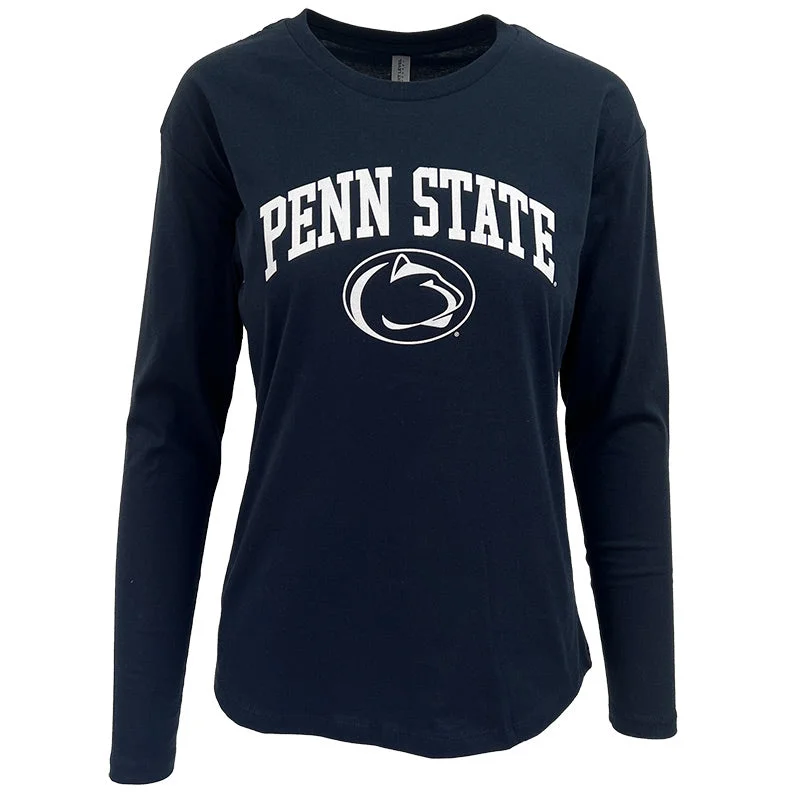 Ladies Penn State Over Lion Long Sleeve T-Shirt Print Jacquard Patchwork