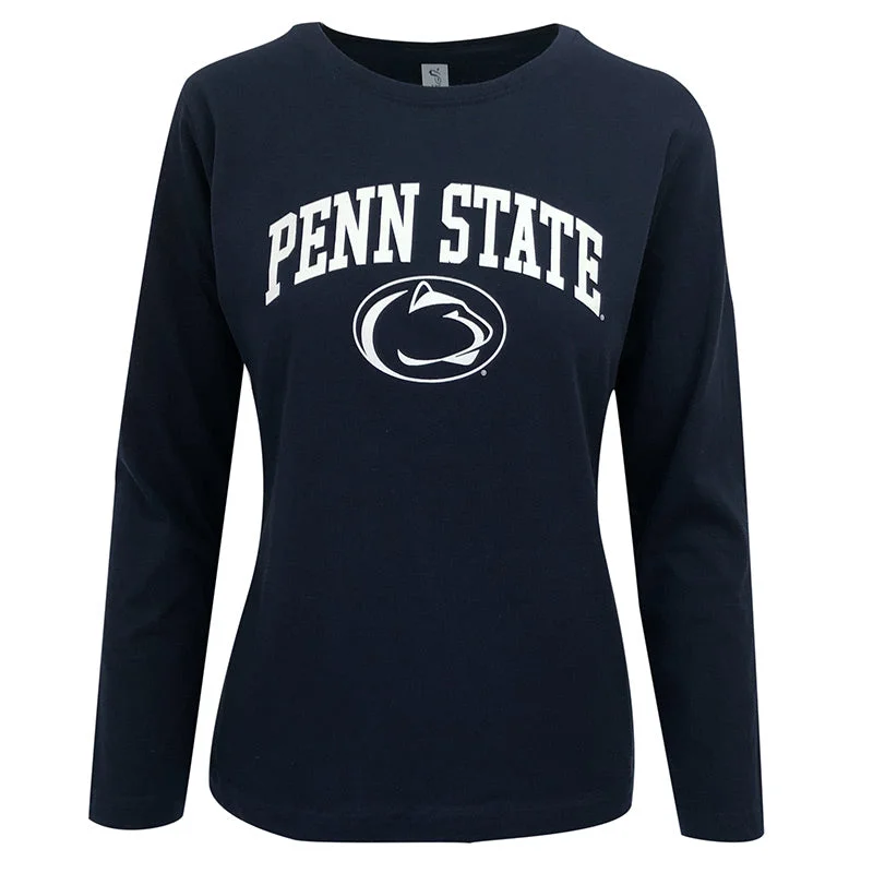 Ladies Penn State Over Lion Head Logo Long Sleeve T-Shirt Terry Blend Velvet Blend Canvas Blend