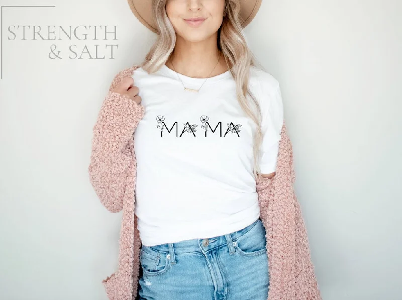 Floral Mama Unisex Tee Thin T-Shirt Open Front Quick Dry