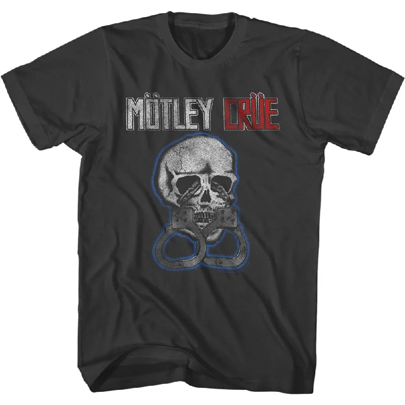 MOTLEY CRUE Eye-Catching T-Shirt, Skull and Cuffs Anti-Pilling Machine Wash Handmade