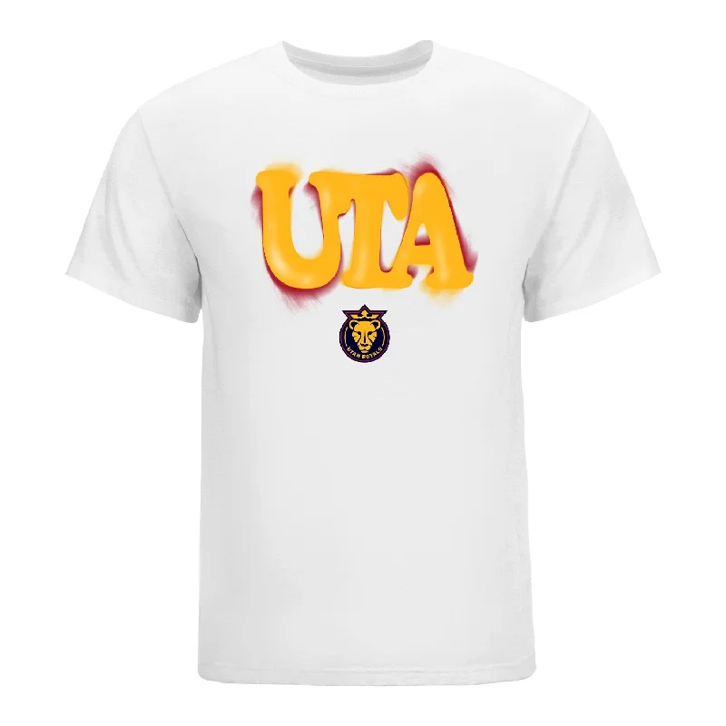 Unisex Utah Royals Bubbly White Tee Graphic T-Shirt Round Neck Polyester