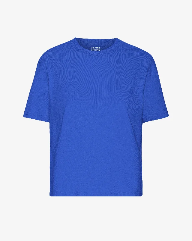 Organic Boxy Crop Tee - Sapphire Blue Modern Contemporary Chic