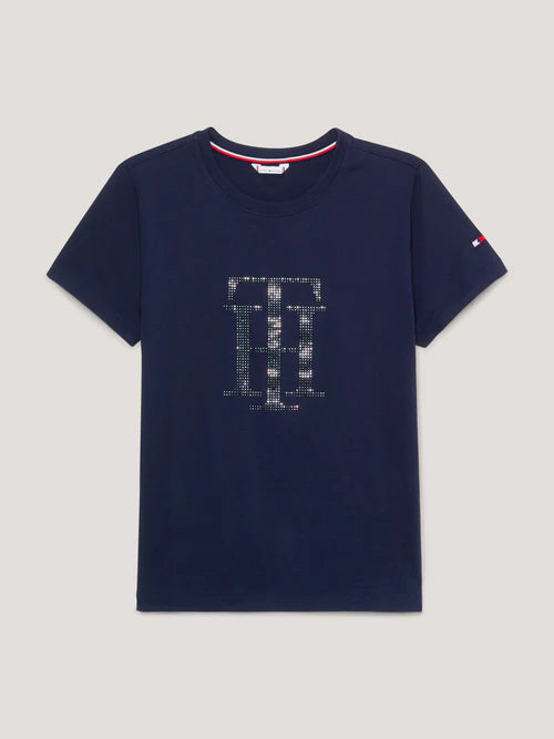 T-SHIRT  TOMMY MANHATTAN  AVEC STRASS Mesh Fabric Canvas Fabric Denim Fabric