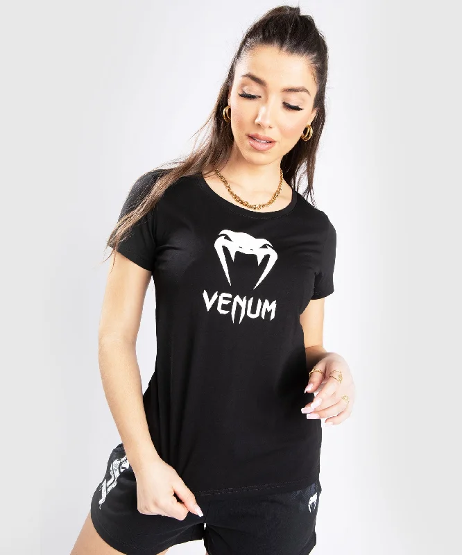 Venum Classic T-Shirt - For Women - Black Front Pockets Side Pockets Patch Pockets