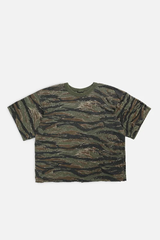 Vintage Camo Crop Tee - XL Thin T-Shirt Open Front Quick Dry