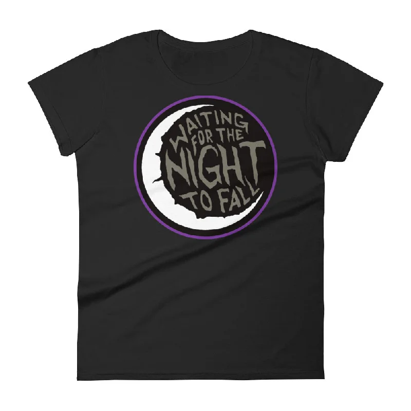 Waiting for The Night to Fall Women's short sleeve t-shirt Collared T-Shirt Boat Neck A-Line