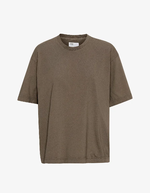 Oversized Organic T-Shirt - Cedar Brown Zippered Buttoned Snapped