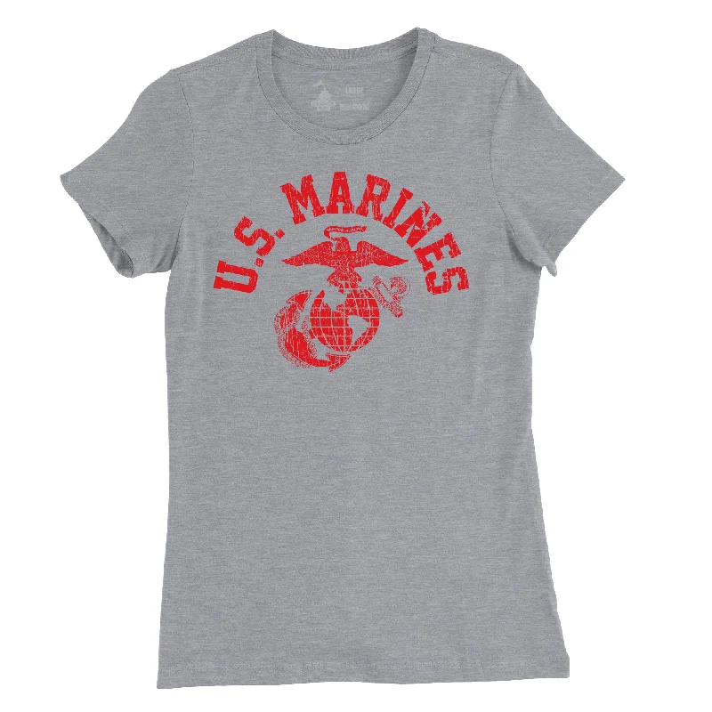 Women's Old School V2 USMC T-Shirt Terry Blend Velvet Blend Canvas Blend