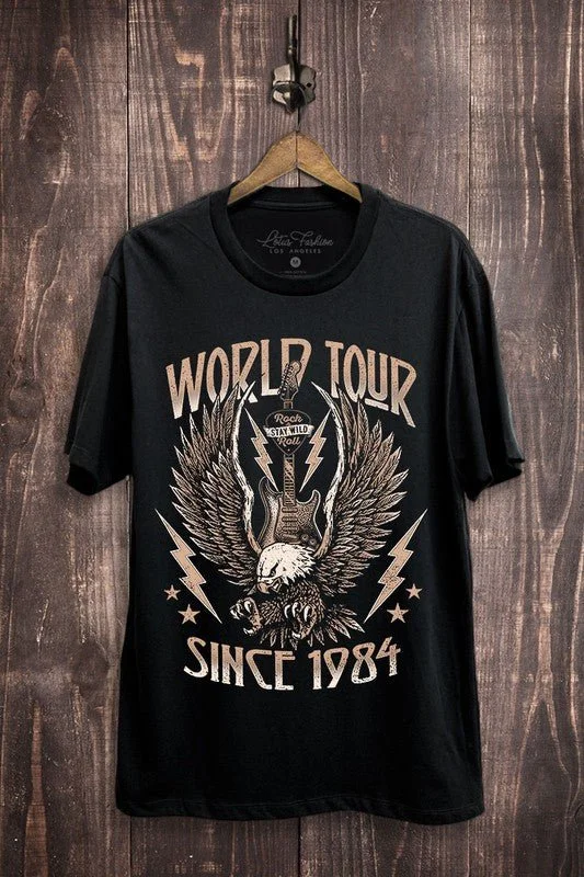 World Tour Eagle T Shirt Basic T-Shirt Crew Neck Short Sleeve